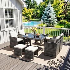 Image of 8 SEATER CUBE RATTAN GARDEN FURNITURE SET CHAIRS SOFA TABLE OUTDOOR PATIO WICKER