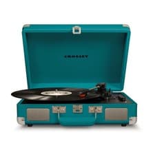 Image of Crosley Cruiser Deluxe Slate Turntable | Teal | Portable Bluetooth Record Player