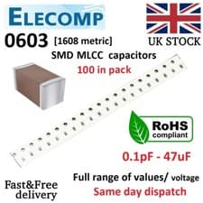 Image of 0603 Capacitors Range 0.1pF - 10uF NPO,X7R 4000pcs per pack Free P&P UK stock