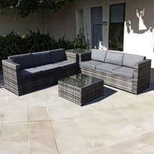 Image of Oseasons Malta Rattan 6 Seat Corner Garden Patio Outdoor Set in Walnut Grey