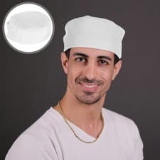 Image of Mesh Skull Cap Catering Chefs Hat Breathable Adjustable Strap White