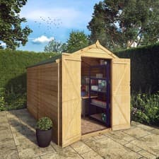 Image of Wooden 10x6 Overlap Apex Garden Shed Windowless Storage Double Door Waltons 