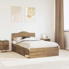 Image of Bed Frame Artisan Oak Solid Pine and Engineered Wood 120x200cm Slatted Double UK