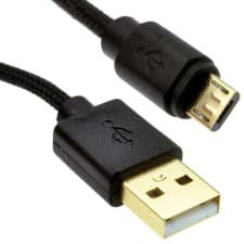 Image of 0.3m/0.5m/1m/2m/3m Braided Gold USB 2.0 A To Micro B FAST CHARGE Cable 24AWG