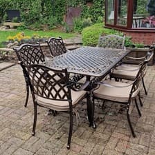 Image of Vintage Garden Dining Set Outdoor Patio Breakfast Furniture Table And 6 Chairs
