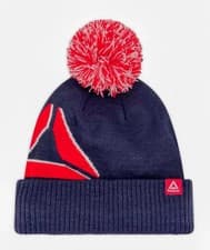 Image of New Reebok Unisex Adult Navy Combo Logo Intarsia Pom-Pom Beanie hat Cozy Soft