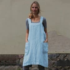 Image of Cotton Linen Cross-back Apron, Oversized Design For Cooking Baking & Florist Use