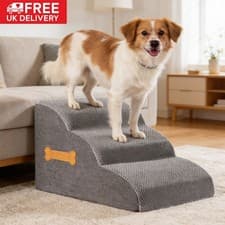 Image of 3 Steps Dog Stairs Pet Steps For Bed Sofa Cats Ladder Ramp with Removable Cover