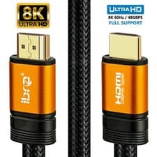 Image of PREMIUM 4K/8K HDMI CABLE 2.0/2.1 HIGH SPEED GOLD PLATED BRAIDED LEAD 4320P 3D
