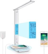 Image of Wireless Charging LED Desk Lamp – Touch Control Light with Calendar & Clock