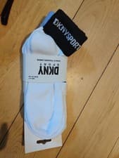 Image of DKNY Womens Trainer Liners 3 Pack White Socks NEW