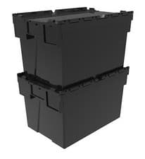 Image of 10 x NEW BLACK 65 Litre Plastic Storage Boxes Containers Crates Totes with Lids