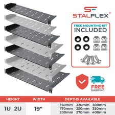 Image of 10" 19" 1U 2U Rack Shelf for Network Server Cabintes and Devices