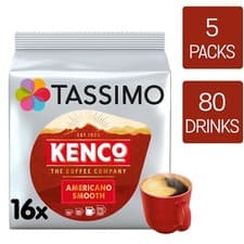 Image of Tassimo Coffee Pods Kenco Americano Smooth 5 Packs (80 drinks)