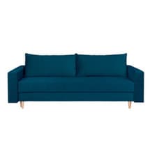 Image of 3 Seater Sofa Bed with Storage Pet Friendly Fabric Bonnel Springs - Ocean Navy