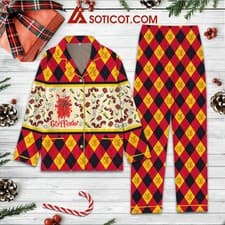 Image of Harry Potter Gryffindor Where Dwell The Brave At Heart Christmas Silk Pajamas Se