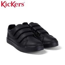 Image of Kickers Tovni Trip Black Leather Boys Girls Youths School Shoes 1-14743 UK 3 - 6