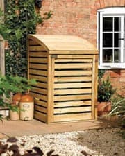 Image of Single Wheelie Bin Store Storage Shed Wooden Rowlinson Sliding Lock Quality 240L