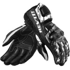 Image of Rev'it Leather Motorcycle Gloves Quantum 2 White Black Race Track Motorbike