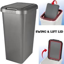 Image of kitchen bin platinum silver swing and lift bin waste rubbish or recycling 45L