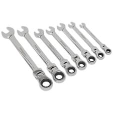 Image of Siegen Flexible Head Ratchet Combination Spanner Set 7pc Metric