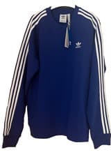 Image of Adidas Adicolor Classics Mens Sweatshirt Lucid Blue 3-Stripe Crew Neck Size L