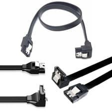 Image of SATA 3 6GB Right Angle SATA Locking BLACKSerial ATA HDD SSD Data Cable Lead 50cm