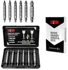Image of Saxton 6 Piece Damaged Screw Extractor Remover Set for Screws and Bolts