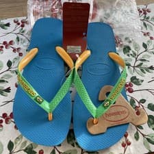 Image of Havaianas Brasil flip flops - Blue & Green Havaianas - 39/40; Size 6