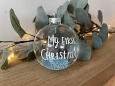 Image of Sass & Belle My First Christmas Baby Boy Glass Bauble Christmas Tree Decoration