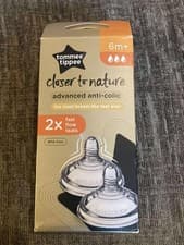 Image of Tommee Tippee Closer To Nature Anti-Colic Fast Flow Teats 6m+ Pack of 2 BPA Free