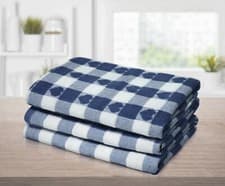 Image of 100% Cotton Pack of 3 or 6 Hearts Check Large Kitchen Tea Towels 50x70cm