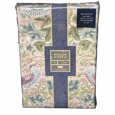 Image of 3 pc WILLIAM MORRIS Strawberry Thief Summer KING Cotton Percale Duvet Cover Set