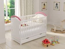 Image of Baby Cot Bed 120x60cm with Drawer & Teething Rails