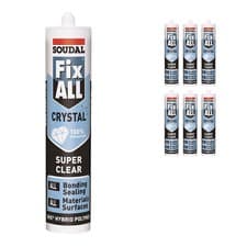 Image of Soudal Fix ALL Silicone Crystal Clear 100% Transparent SMX Sealant Adhesive Bulk