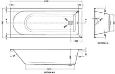Image of Balterley Bathroom Round Single Ended Bath Tub and Leg Set - Multiple Sizes