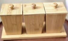 Image of 100% Natural Bamboo Spice jar set Box with Lid Set 3