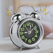 Image of Loud Alarm Clock for Heavy Sleepers Retro 4 Inch Silent Quartz with Back