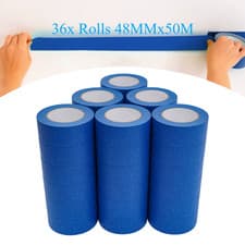 Image of BLUE MASKING TAPE 50M X 25MM-50MM PAINTERS DIY CRAFTS UV-RESISTANT CLEAN PEEL