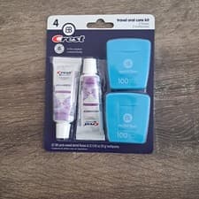 Image of Travel Oral Care Kit Crest 3D White Brilliance Toothpaste + Brush Buddies Floss