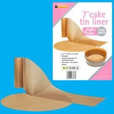 Image of 4x 7" Inch Beige Reusable Non-Stick Cake Tin Liners Make & Bake