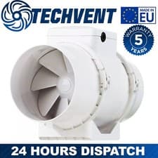 Image of VENTS 100mm Inline Extractor Fan Mixed Flow Duct Ventilation Timer 4 Inch