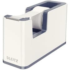 Image of Leitz Tape Dispenser, Heavy Base with Tape, Wow Range, Pearl White/Grey White WO
