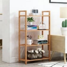 Image of Bamboo 4 Tier Storage Shelving Unit Bedroom Kitchen Rack Stand Bookshelf Freesta