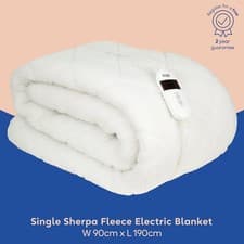 Image of Russell Hobbs RHESB8001 Electric Heated Blanket Single Sherpa Fleece Throw White