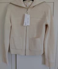 Image of Per Una M&S ladies Size Small Zip Up Neck Cream Cardigan With Pockets Bnwt