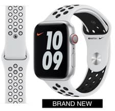 Image of Genuine Apple Watch Nike Sport Band Pure Platinum / Black 42mm 41mm 40mm New