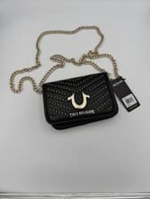 Image of True Religion Studded Crossbody Bag Black Gold Chain NWT $100 MSRP