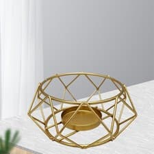Image of Gold Geometric Metal Tealight Candle Holders for Living Room & Bathroom