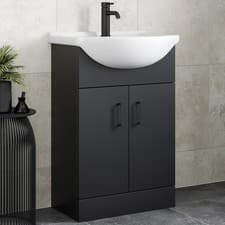 Image of Freestanding Vanity Unit with Basin Bathroom Sink Furniture 560mm Alpine Black